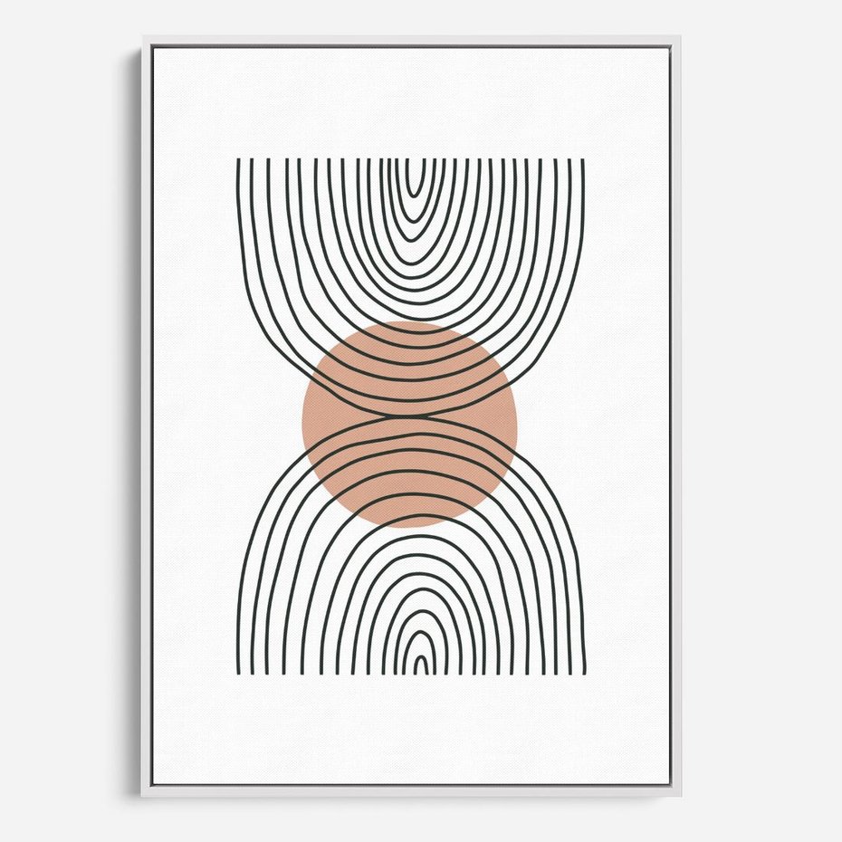 Obraz w ramie 50x70 - Przenikające Widzenia - półkola, koło - rama biała