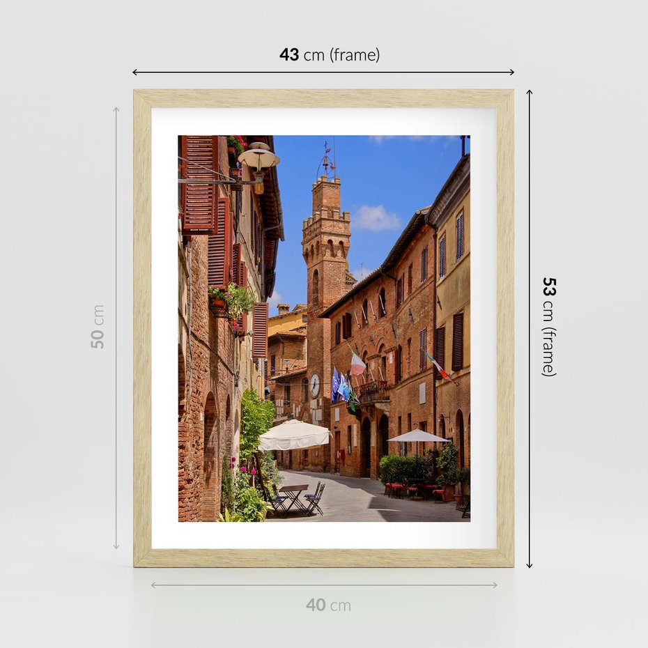 Plakat w ramie 40x50 - Urok włoskich uliczek - włoskie, uliczki - rama drewno