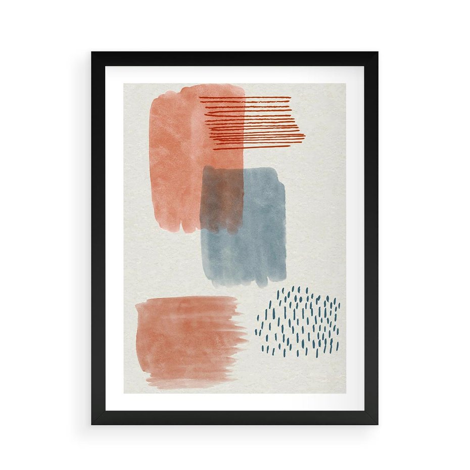 Plakat w ramie 50x70 - Pastelowa Abstrakcja: Maźnięcia Farbą - abstrakcja, maźnięcia farny - rama czarna