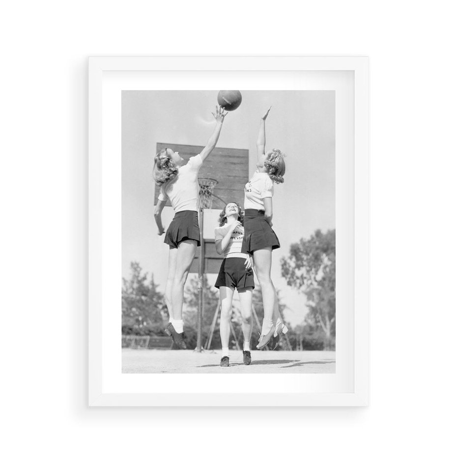 Plakat w ramie 40x50 - Sport to Zdrowie - retro zdjęcie, czarno białe - rama biała