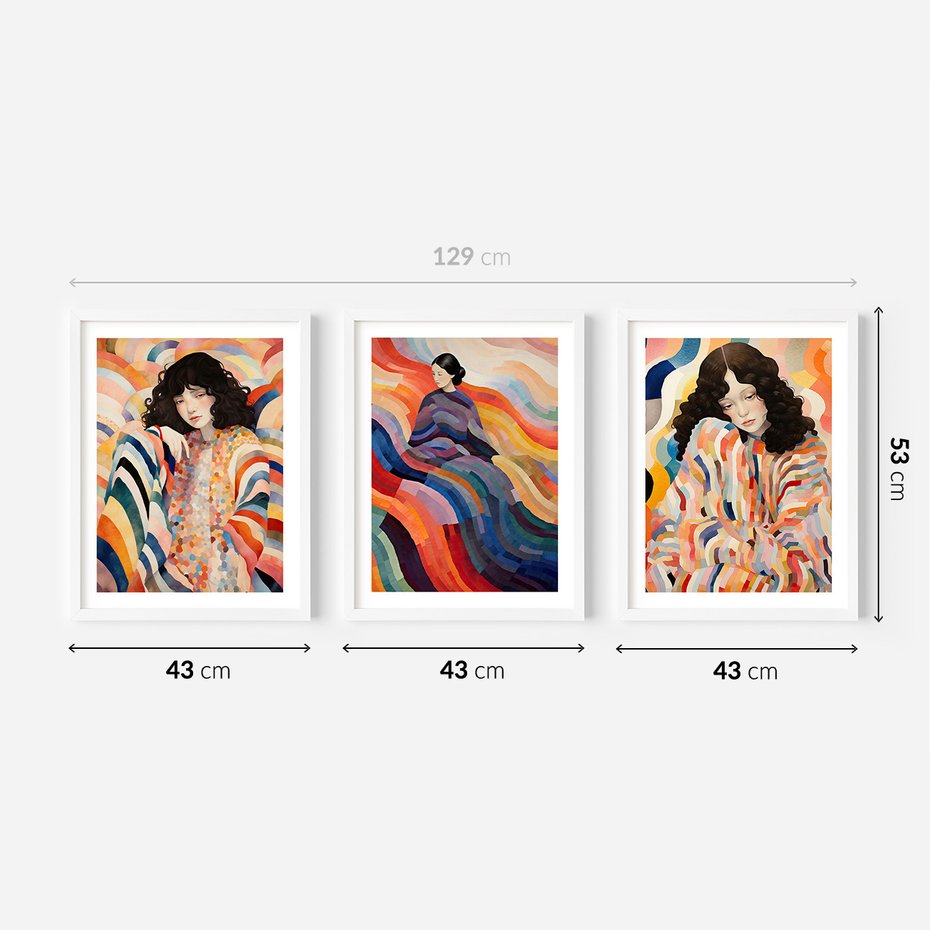 Zestaw obrazy w ramie 40x50 galeria - kobieta, boho, obraz, olejny, akwarela - rama biała