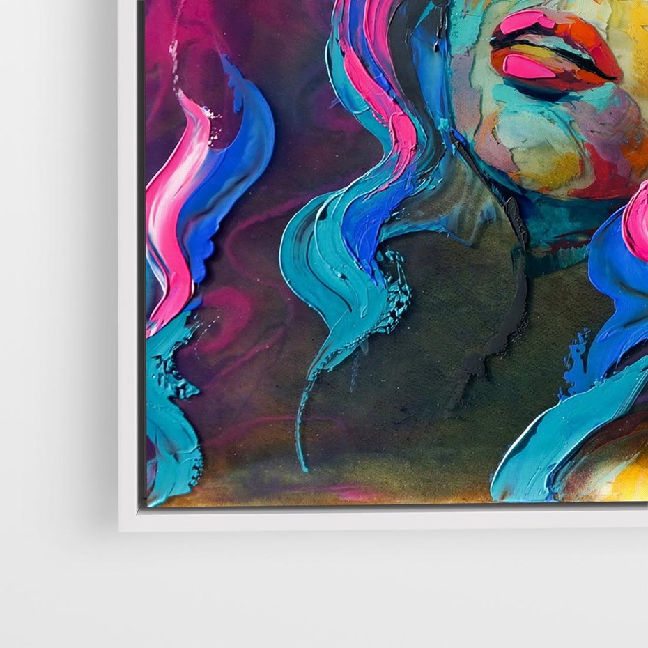 Obraz w ramie 50x50 - Bujna Ekspresja - grafika komputerowa, przypomina obraz olejny - rama biała