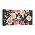 Obraz na płótnie 120x60 - Labirynty melancholii - akwarelowe, pastelowe kwiaty na czarnym tle