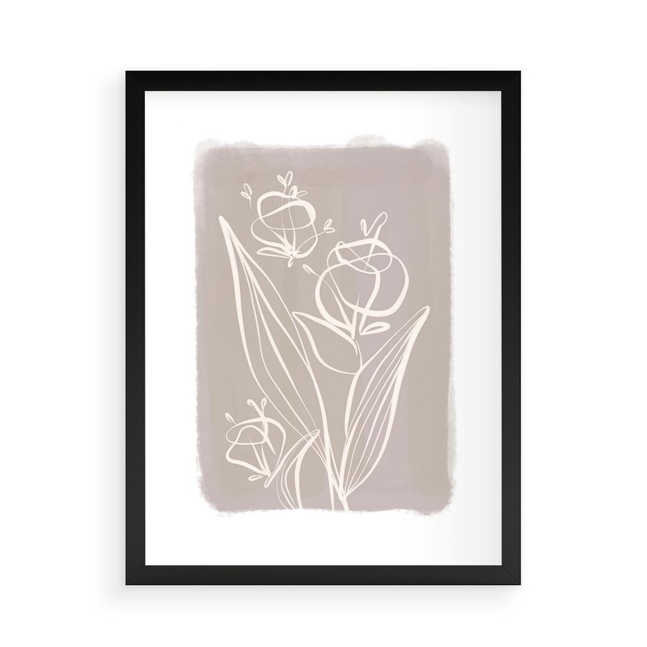 Plakat w ramie 50x70 - Pastelowe Nastroje - nowoczesny subtelny plakat, beżowy - rama czarna