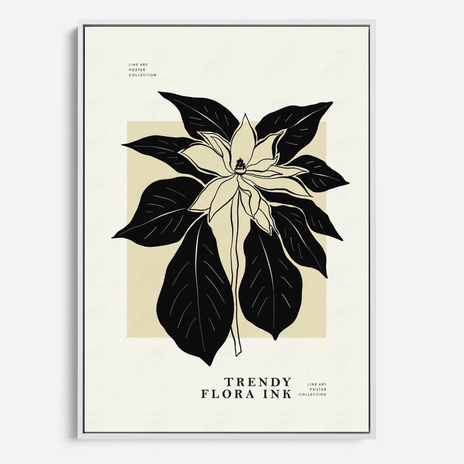 Obraz w ramie 50x70 - Melancholia przerywanych linii - wiaty, typografia - rama biała