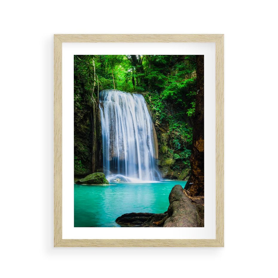 Plakat w ramie 40x50 - : Moc Natury - wodospad, rzeka - rama drewno