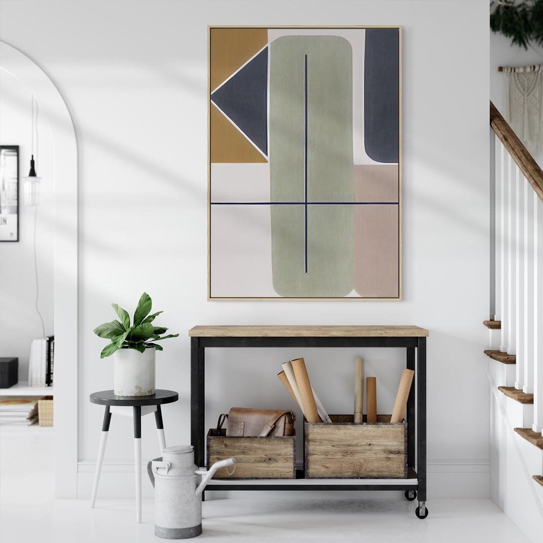 Obraz w ramie 80x120 - Sztuka Abstrakcji - geometryczne kształty, kolorowe prostokąty - rama drewno