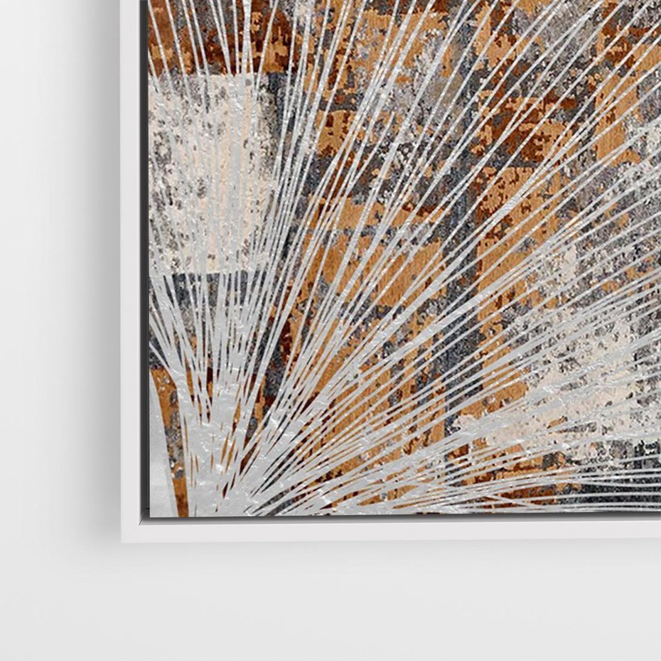 Obraz w ramie 70x50 - Złote liście melancholii - liście miłorzębu, tekstura - rama biała