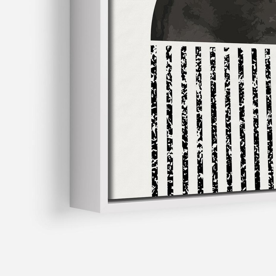 Obraz w ramie 50x50 - Księga Wibracji - abstrakcyjne czarno białe formy, minmalizm - rama biała