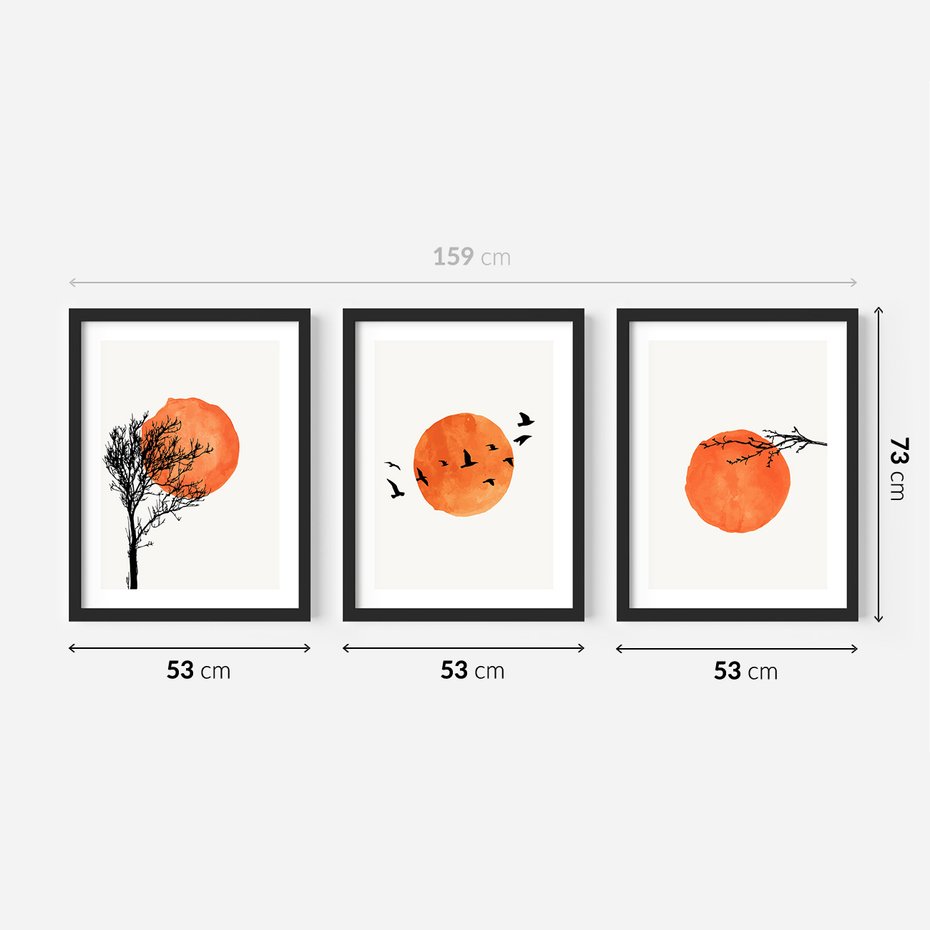 Zestaw obrazy w ramie 50x70 galeria - Boho, plakaty, minimalistyczne - rama czarna