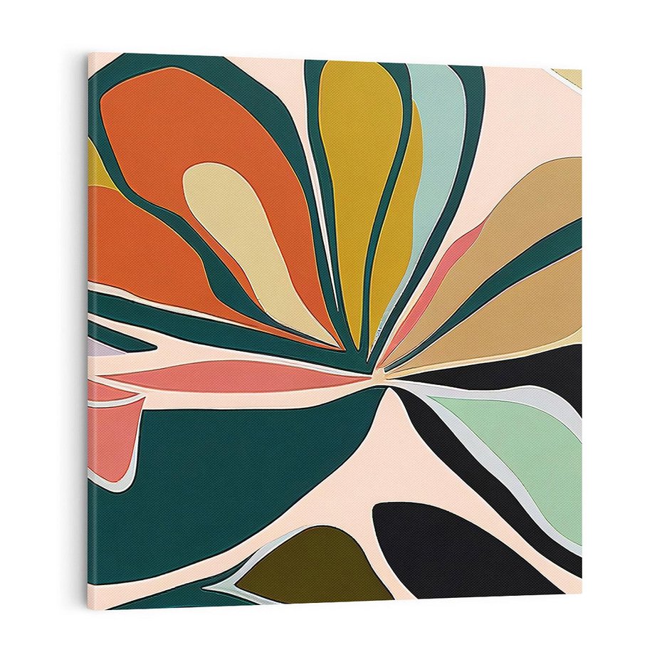 Obraz na płótnie 70x70 - Kolory Ziemi - olejny obraz, abstrakcja w kształcie kwiatu