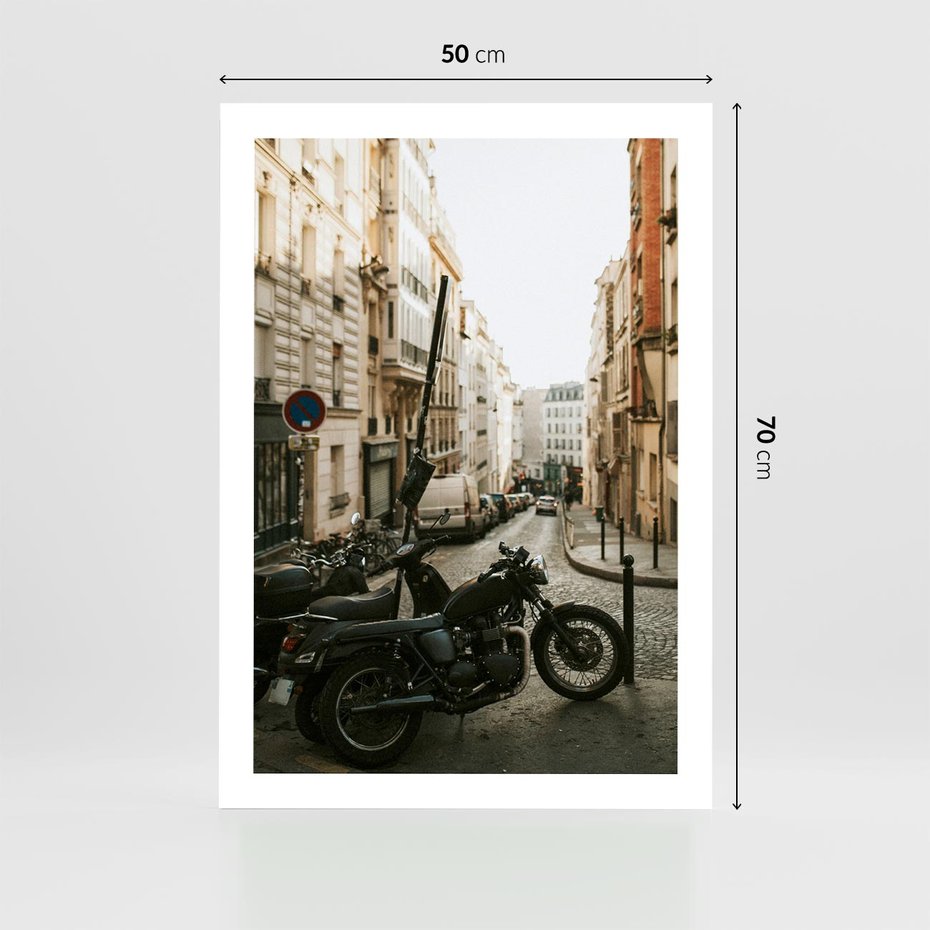 Plakat bez ramy 50x70 - Ducha Przygody - motor, uliczka