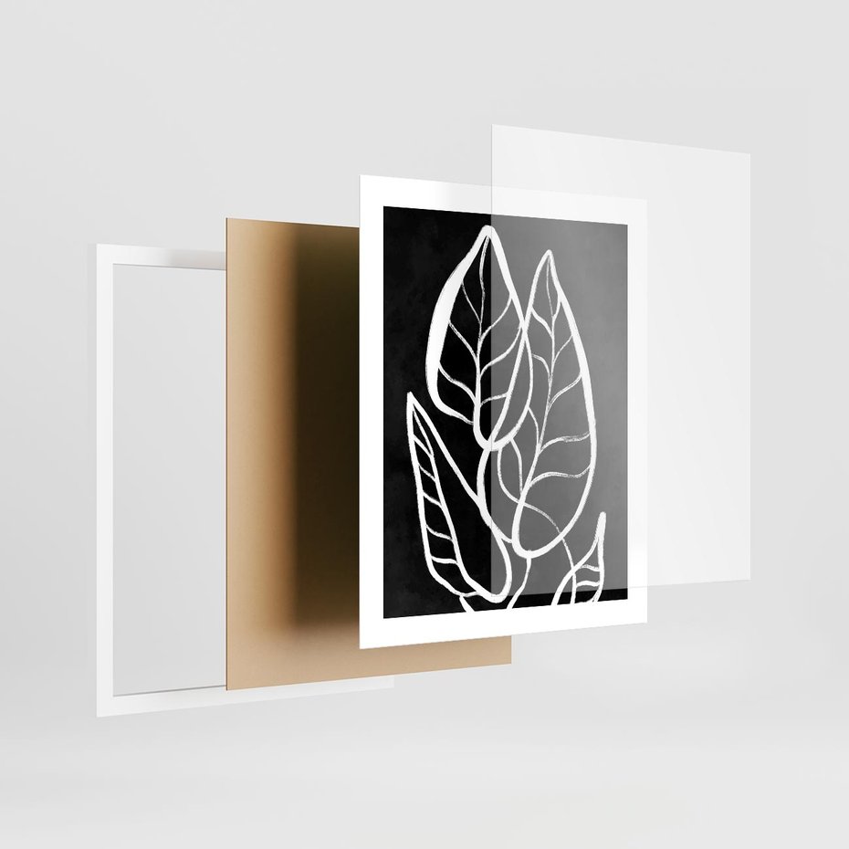 Plakat w ramie 40x50 - Lustrzane Odbicie - mroczna sztuka, minimalizm - rama biała