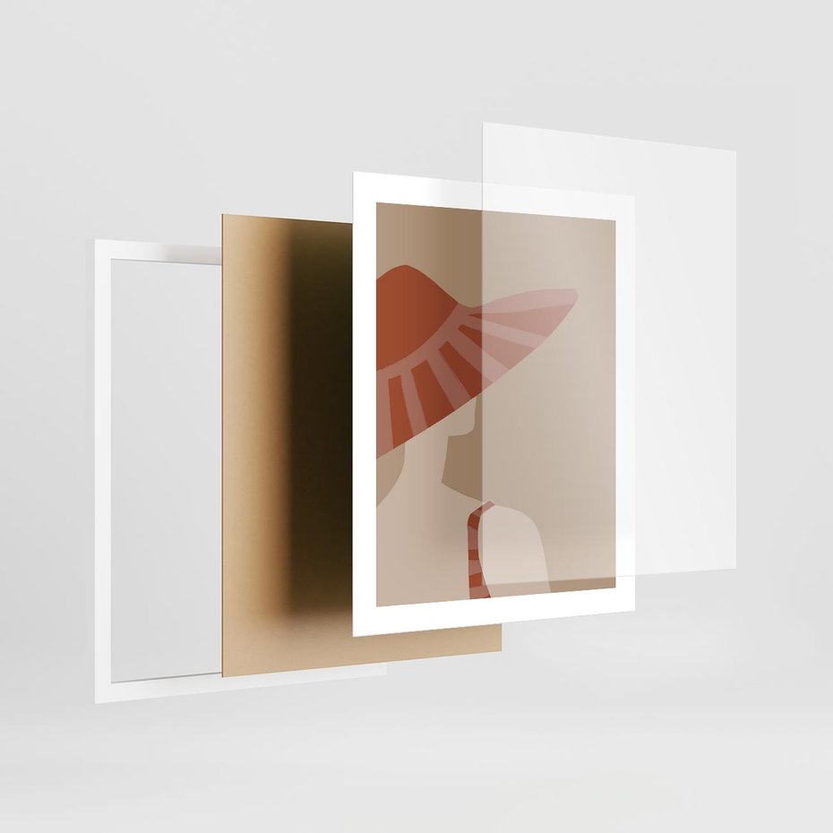 Plakat w ramie 40x50 - Kobiecy Portret - plakat retro, kobieta w kapeluszu - rama biała