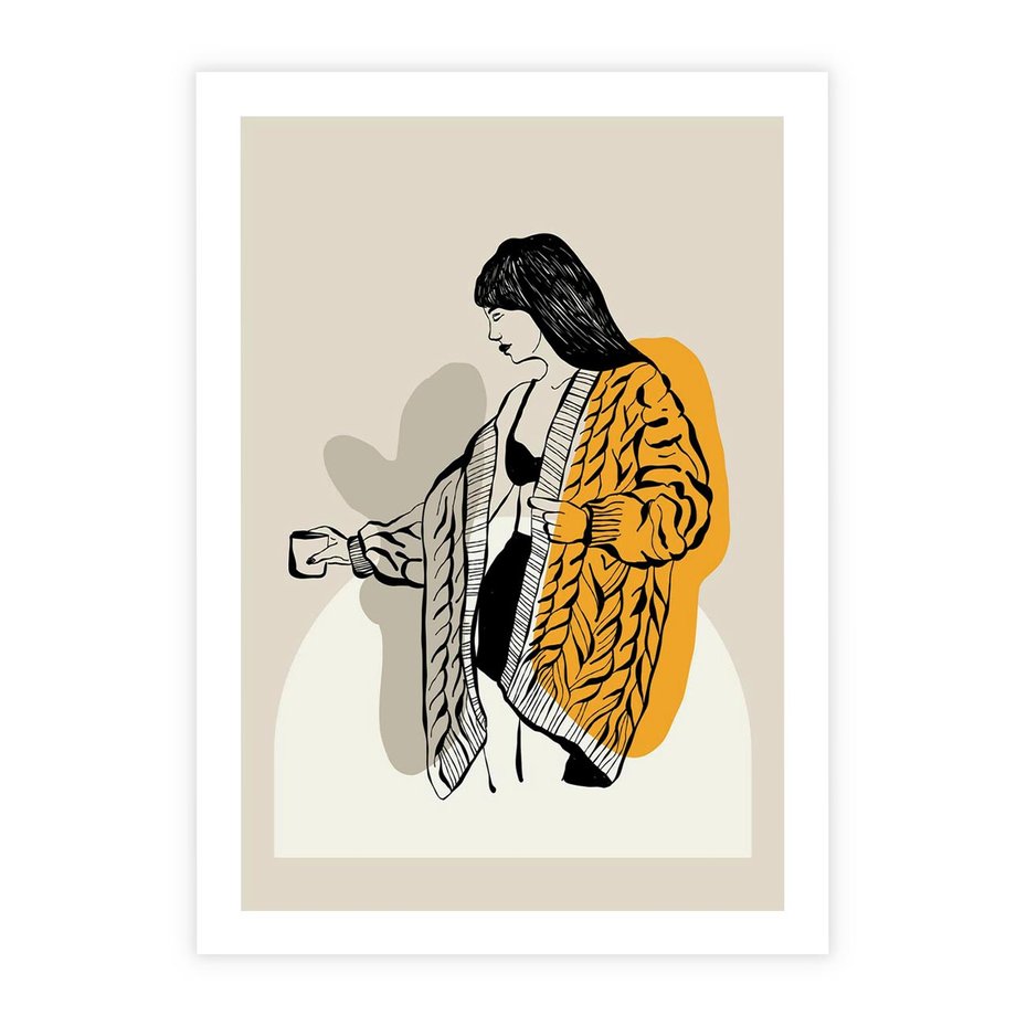 Plakat bez ramy 21x30 - Żółte Akcenty w Grafice - grafika, minimalizm