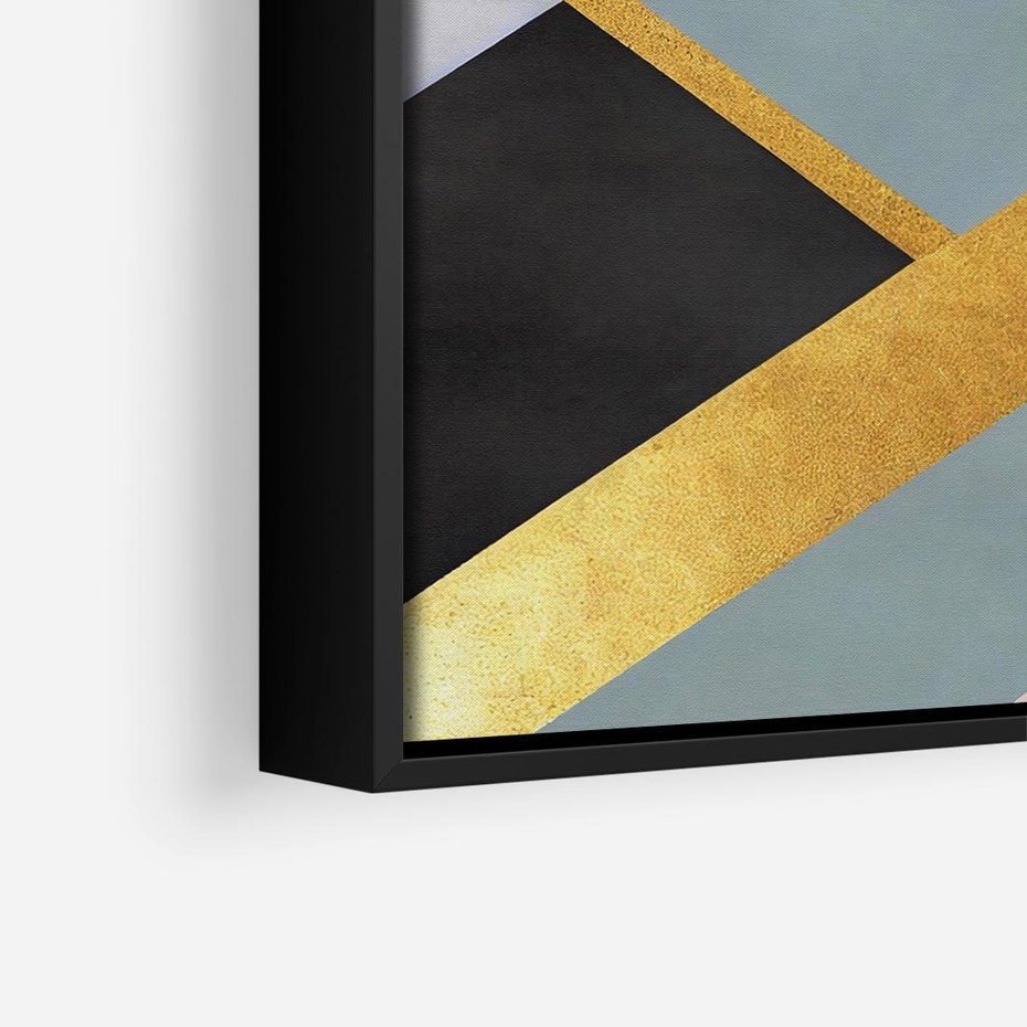 Obraz w ramie 50x50 - Geometryczne Elementy - geometryczne kształty, elementy złota - rama czarna