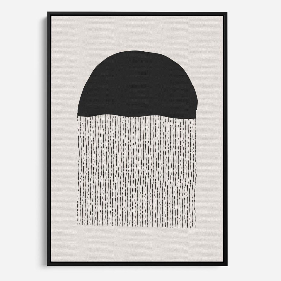 Obraz w ramie 50x70 - Wewnętrzne Widzenia - abstrakcyjna kompozycja, półkole - rama czarna