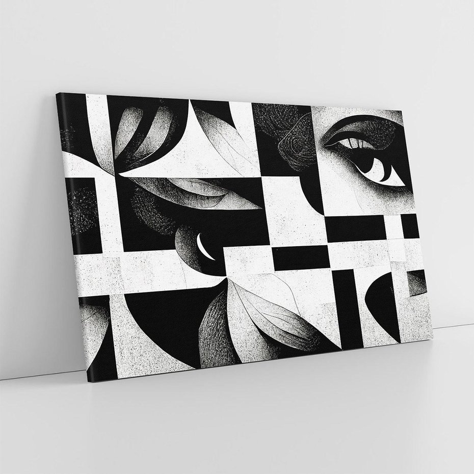 Obraz na płótnie 120x80 - Harmonia świateł i cieni - abstrakcja czarno biała, geometria