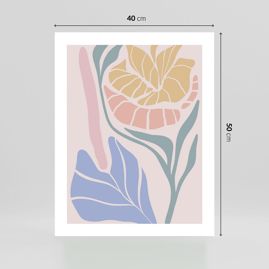 Plakat bez ramy 40x50 - Wyjątkowe Ukojenie - pastelowe kwiaty, na beżowym tle