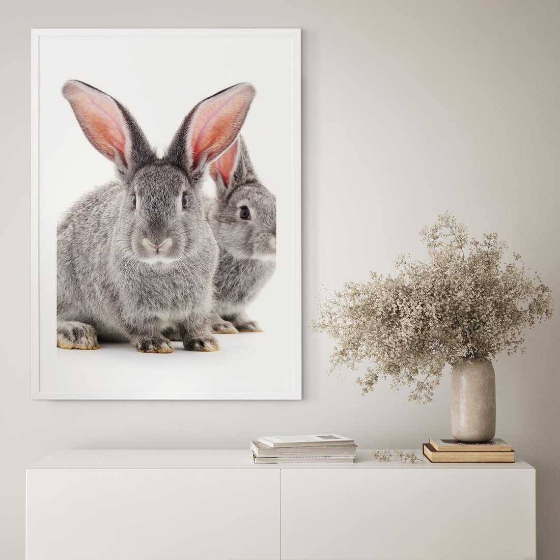 Plakat bez ramy 30x40 - Uroczy królik wśród natury - królik, zając