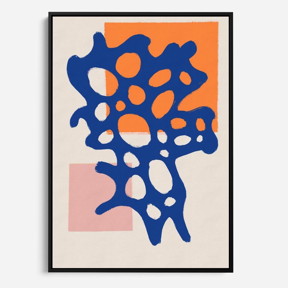 Obraz w ramie 70x100 - Migotliwe Nastroje - abstrakcyjna niebieska forma, dziwne kształty - rama czarna