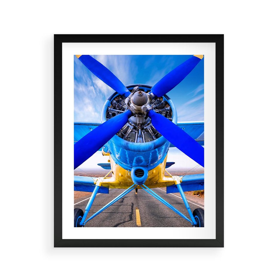 Plakat w ramie 40x50 - Śmigłowiec indygo - samolot, śmigło - rama czarna