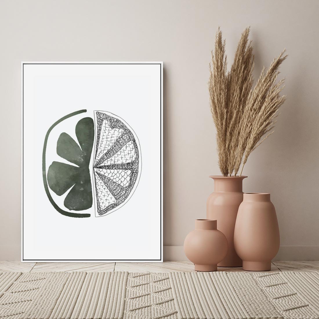 Obraz w ramie 70x100 - Cytrynowe Echo - minimalistyczny plakat, cytryna - rama biała