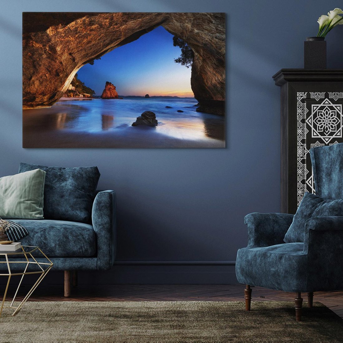 Obraz na płótnie 120x80 - Magia Santorini: Morze i widok na Grecję - Santorini, Grecja