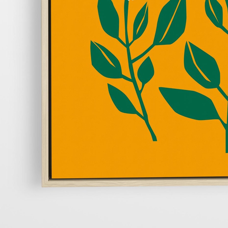 Obraz w ramie 50x50 - Kolorowe Impresje - abstrakcyjna kwiatowa kompozycja, żółte mocne tło - rama drewno