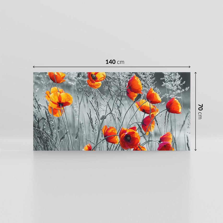 Obraz na płótnie 140x70 - Malownicza łąka - maki, mak