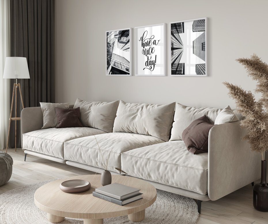 Zestaw obrazy w ramie 40x50 galeria - Nowoczesny, minimalizm, cytat, typografia - rama biała