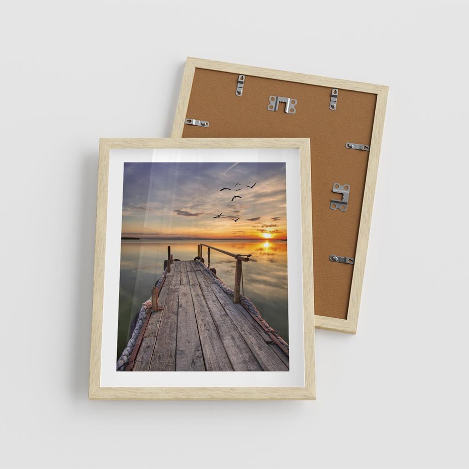 Plakat w ramie 40x50 - Zachód Słońca na Pomostcie - zachód, słońca - rama drewno