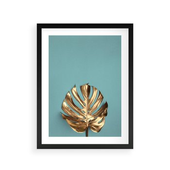 Plakat w ramie 40x50 - Piękno Natury - złote, liście - rama czarna