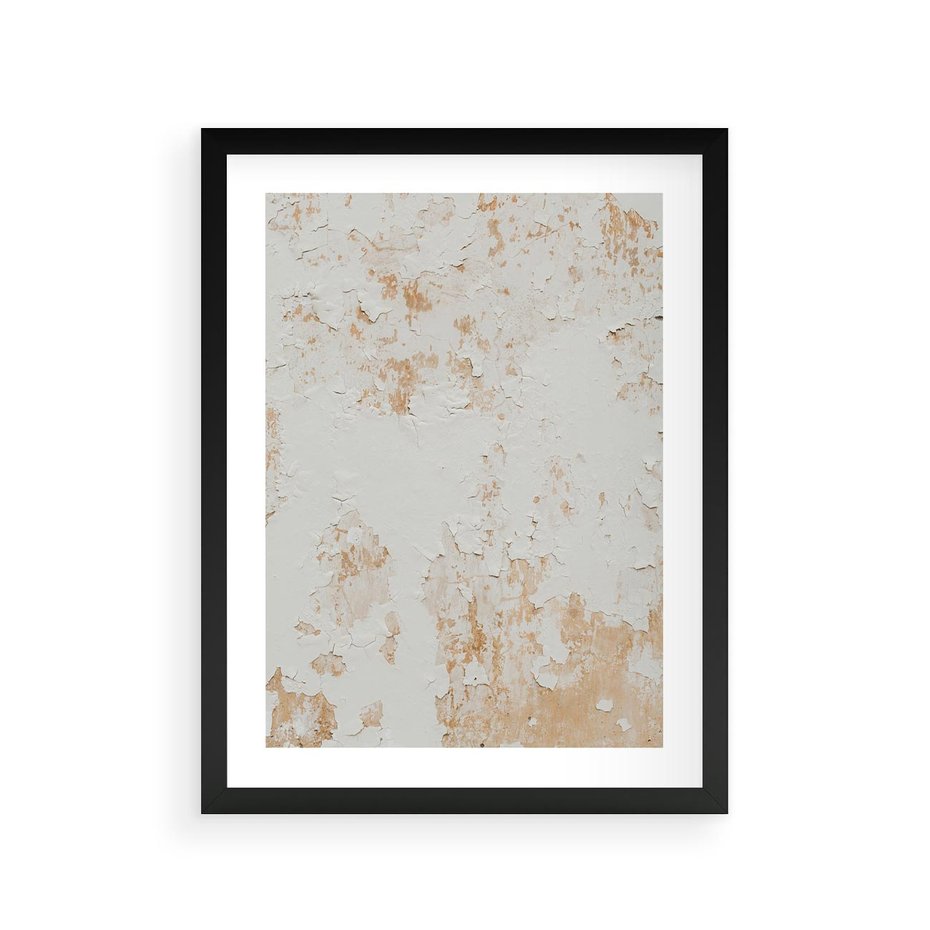 Plakat w ramie 30x40 - Beżowa Ściana z Łuszczącą Się Farbą - stara ściana, beżowa - rama czarna