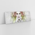 Obraz na płótnie 90x30 - Abstrakcyjna Ekspresja - Twarz w Kwiatowym Wirze - abstrakcja, twarz