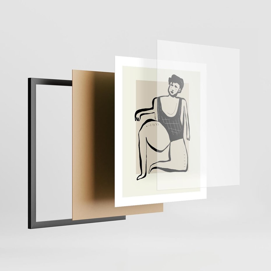 Plakat w ramie 40x50 - Szkic Kobiety w Czerni i Bieli - grafika, modern - rama czarna