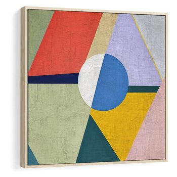 Obraz w ramie 50x50 - Taniec Subtelnych Odbić - abstrakcyjne geometryczne kształty, olejny obraz - rama drewno