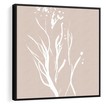 Obraz w ramie 50x50 - Impresje Pastelowych Nastrojów - minimalistyczny delikatny obraz, beżowe odcienie - rama czarna