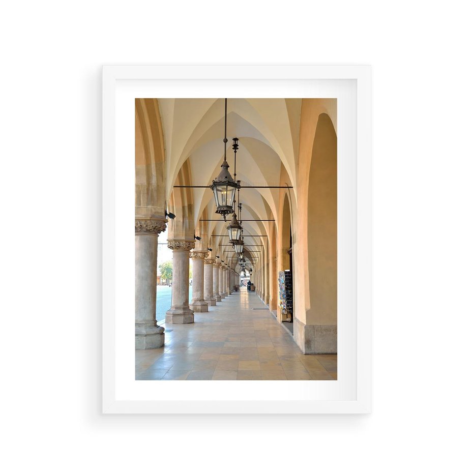 Plakat w ramie 30x40 - Uliczka w perspektywie czasu - uliczka, perspektywa - rama biała