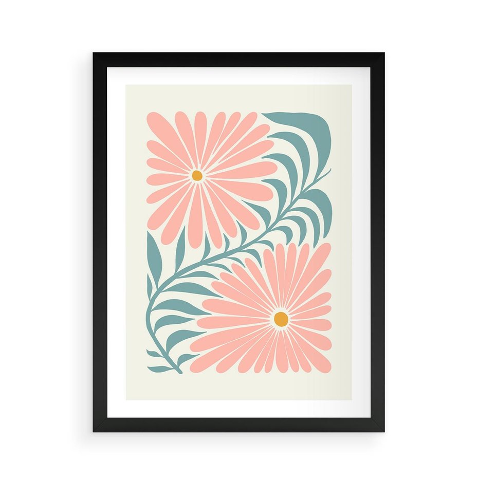 Plakat w ramie 50x70 - Kształtując Marzenia - kwiaty, sztuka nowoczesna - rama czarna