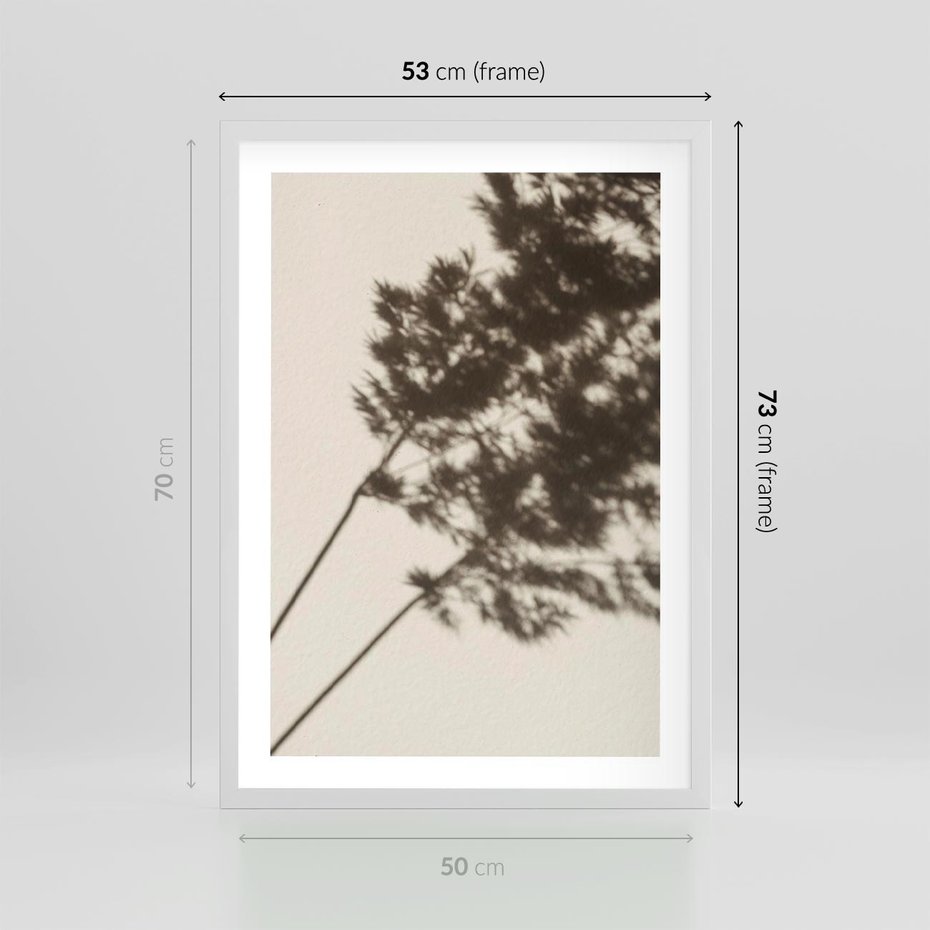 Plakat w ramie 50x70 - Tajemniczy Cień Traw - cień traw, na ścianie - rama biała