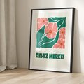 Plakat bez ramy 30x40 - Retro Inspiracja - minimalistyczna kwiatowa kompozycja, pastelowe kolory