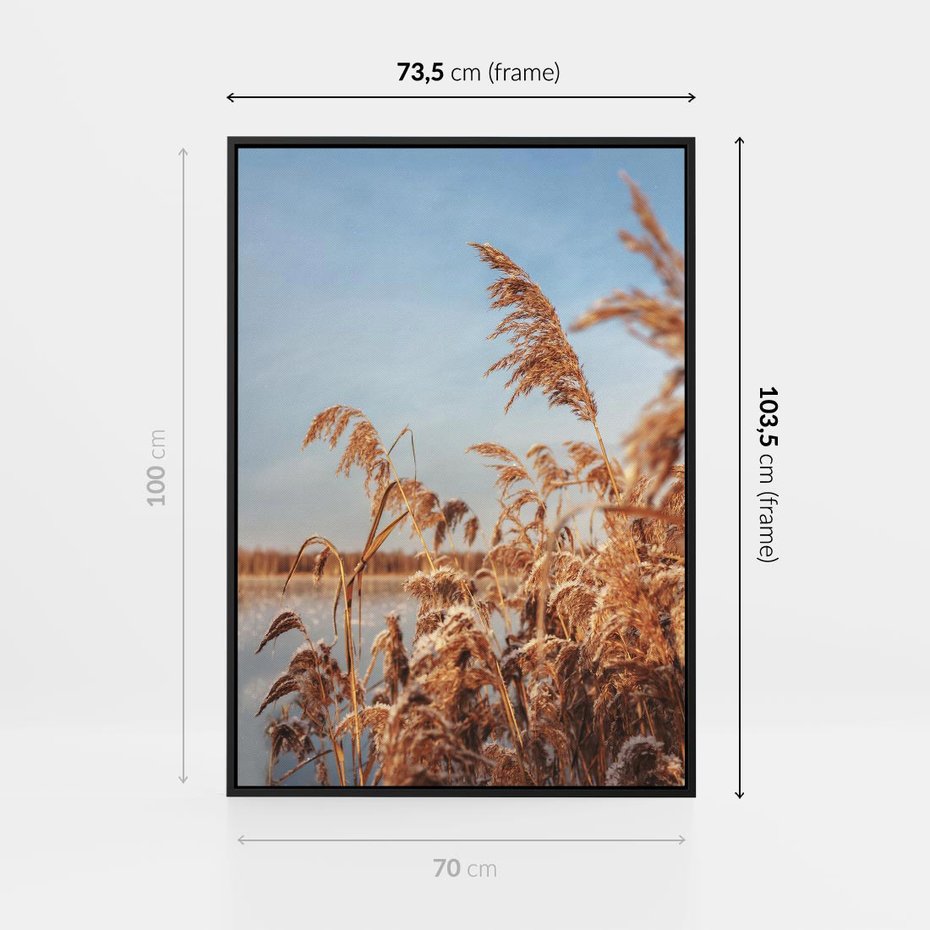 Obraz w ramie 70x100 - Wyraz Stylu - trawy, boho - rama czarna