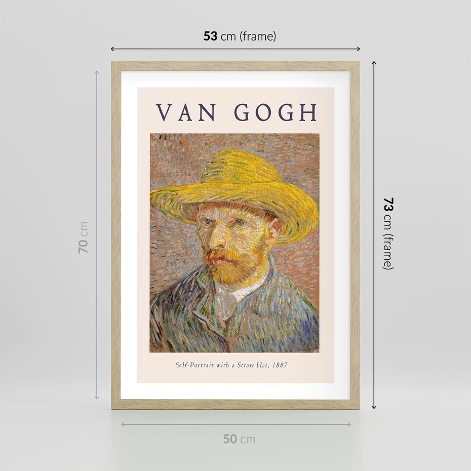 Plakat w ramie 50x70 - Autoportret van Gogha - van gogh, autoportret - rama drewno