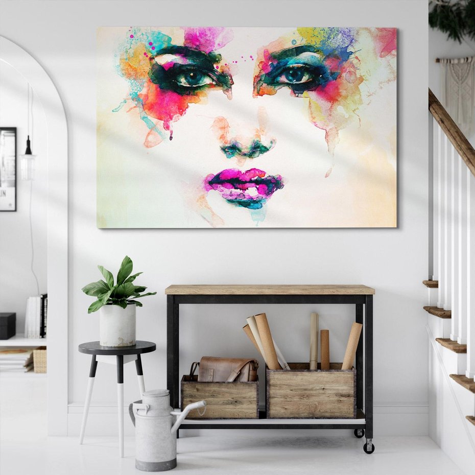 Obraz na płótnie 70x50 - Eteryczna Głębia Dusz - portret twarz kobiety, wyraziste oczy