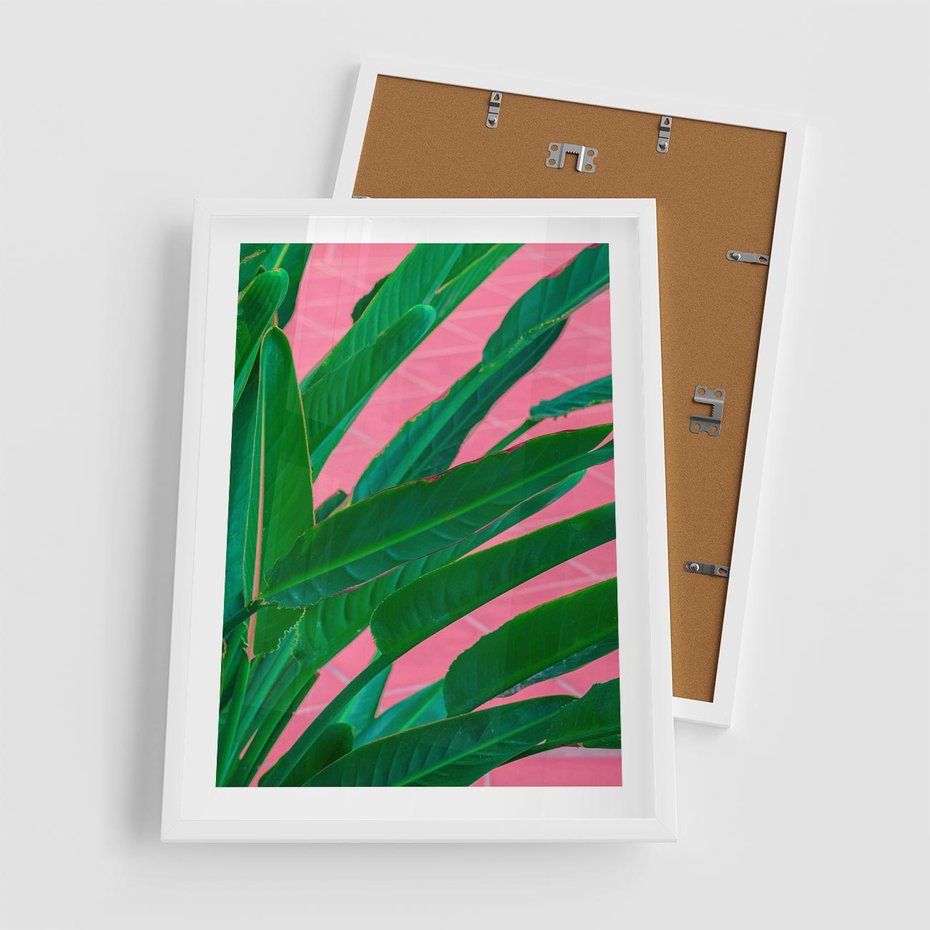 Plakat w ramie 50x70 - Odezwij się do przeszłości - liście, retro - rama biała