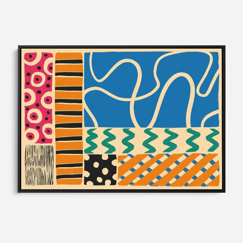 Obraz w ramie 100x70 - Etno Boho - etno ornamenty, boho klimat - rama czarna