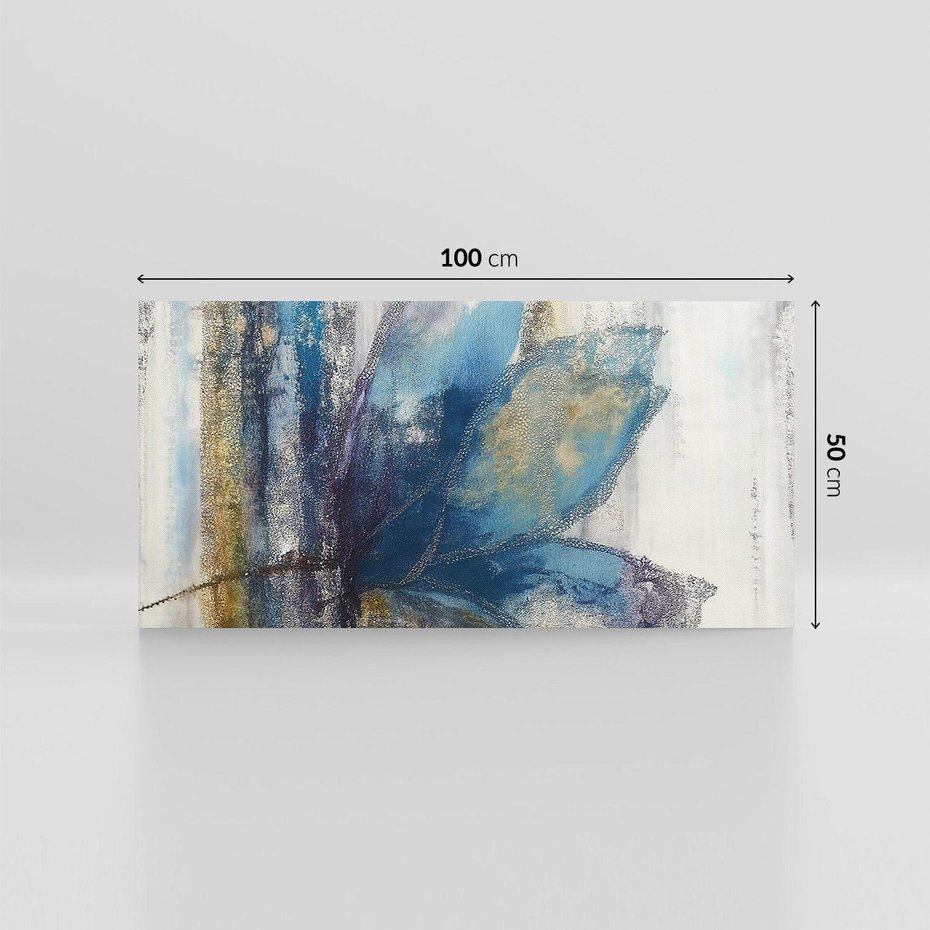 Obraz na płótnie 100x50 - Tekstura Kwiatu - olejny obraz, niebieski kwiat