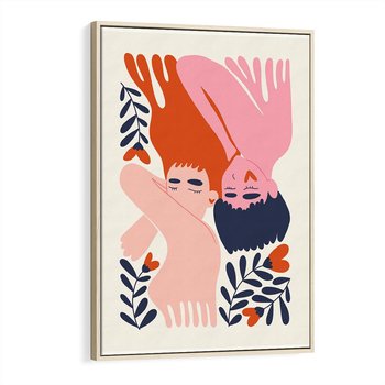 Obraz w ramie 80x120 - Miłość w Dwóch Sercach - miłość, para zakochanych - rama drewno