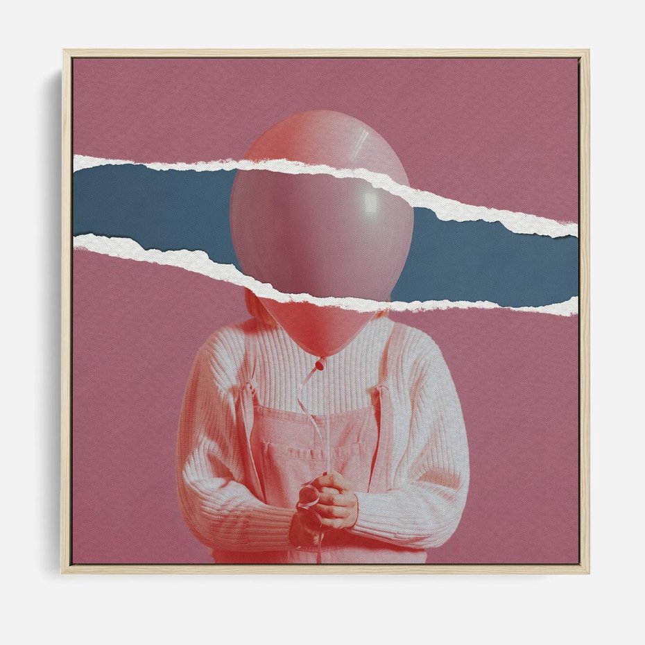 Obraz w ramie 80x80 - Kolaż Wyobraźni - kolaż zdjęć, styl retro - rama drewno